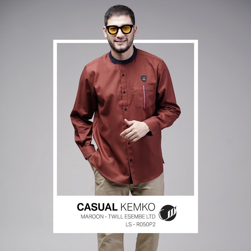 SAMASE Casual Kemko R050P  Kemeja Koko Lengan Panjang Samase
