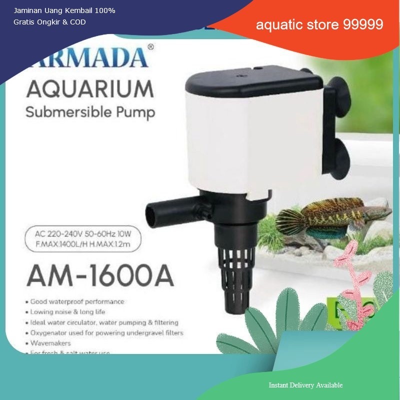 Mesin Pompa Celup Aquarium ARMADA AM 1600 A Powerhead Aquarium 50-80Cm body besar
