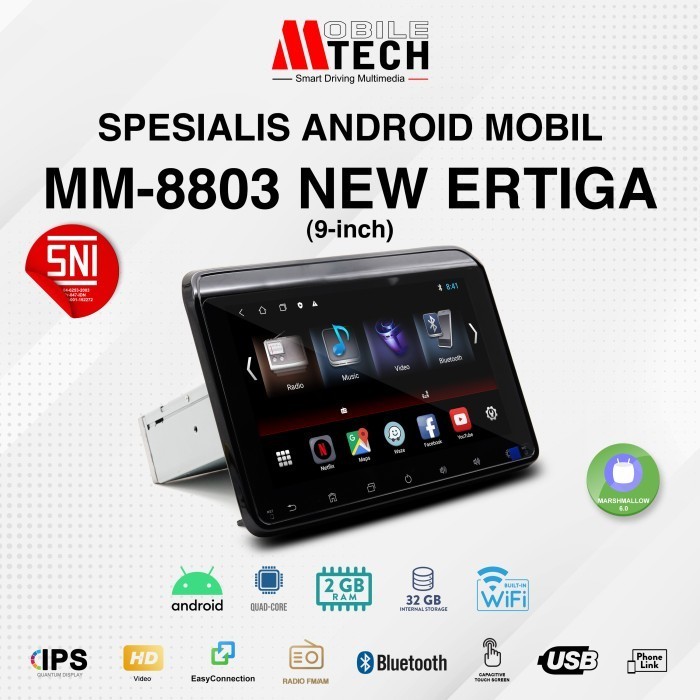 Headunit Double Din MM-8803 New Ertiga Mobiletech 9" 2GB / 32GB