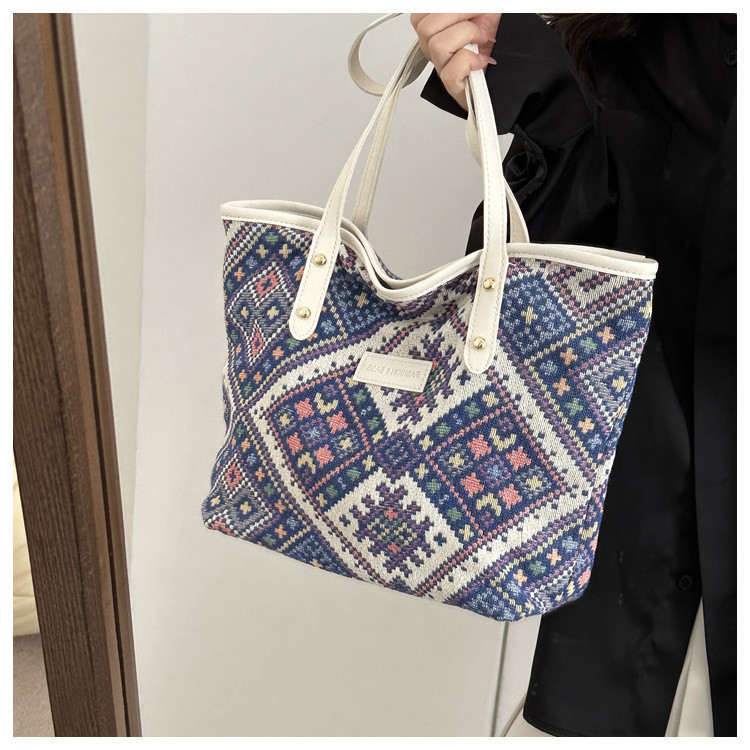 Tas Tote Wanita Bohemian Style Big Capacity Tas Selempang Korea Ins Fashion Style Lucu  Sekolah kuli
