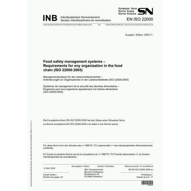 

ISO 22000-2005 - Food safety management systems - Requirements for a