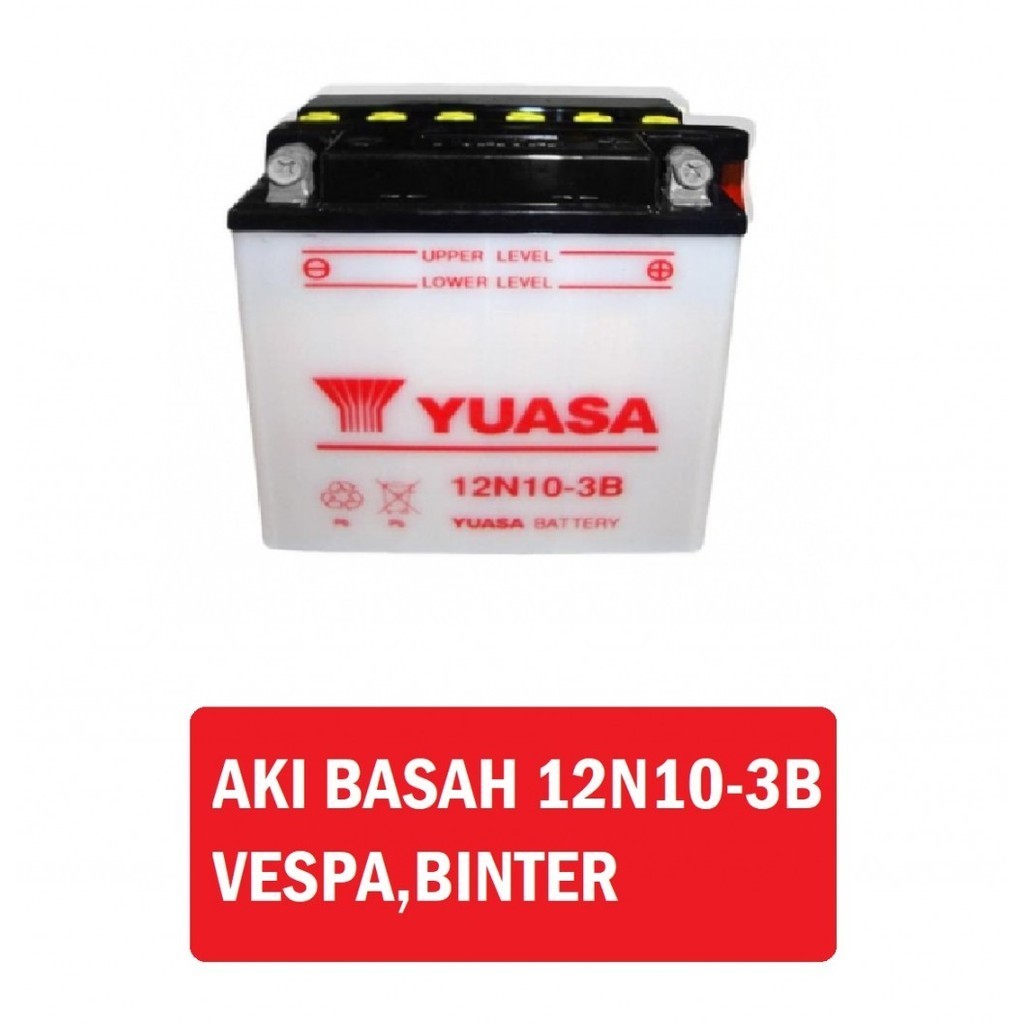 Aki Basah 12N10-3B-A Kit 10Ah 12V Vespa,Binter YUASA1
