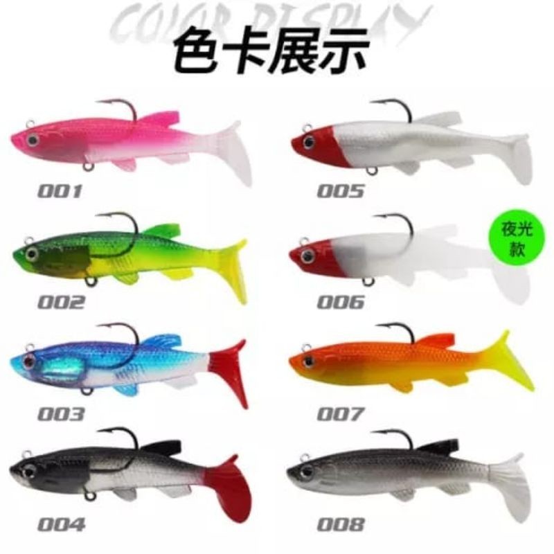 soft lure siap pakai 8.5cm berat 13 gram umpan pancing softlure lengkap dengan kail jig head