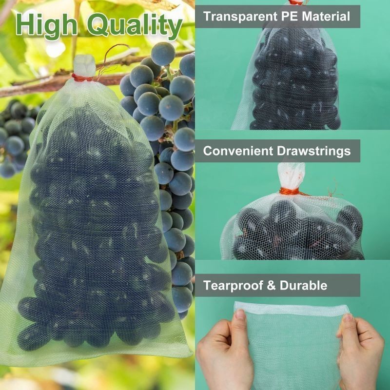 Termurah 100PCS Fruit Cover Kantong Jaring Pembungkus Buah Pembungkus Buah Anggur Pembungkus Buah
