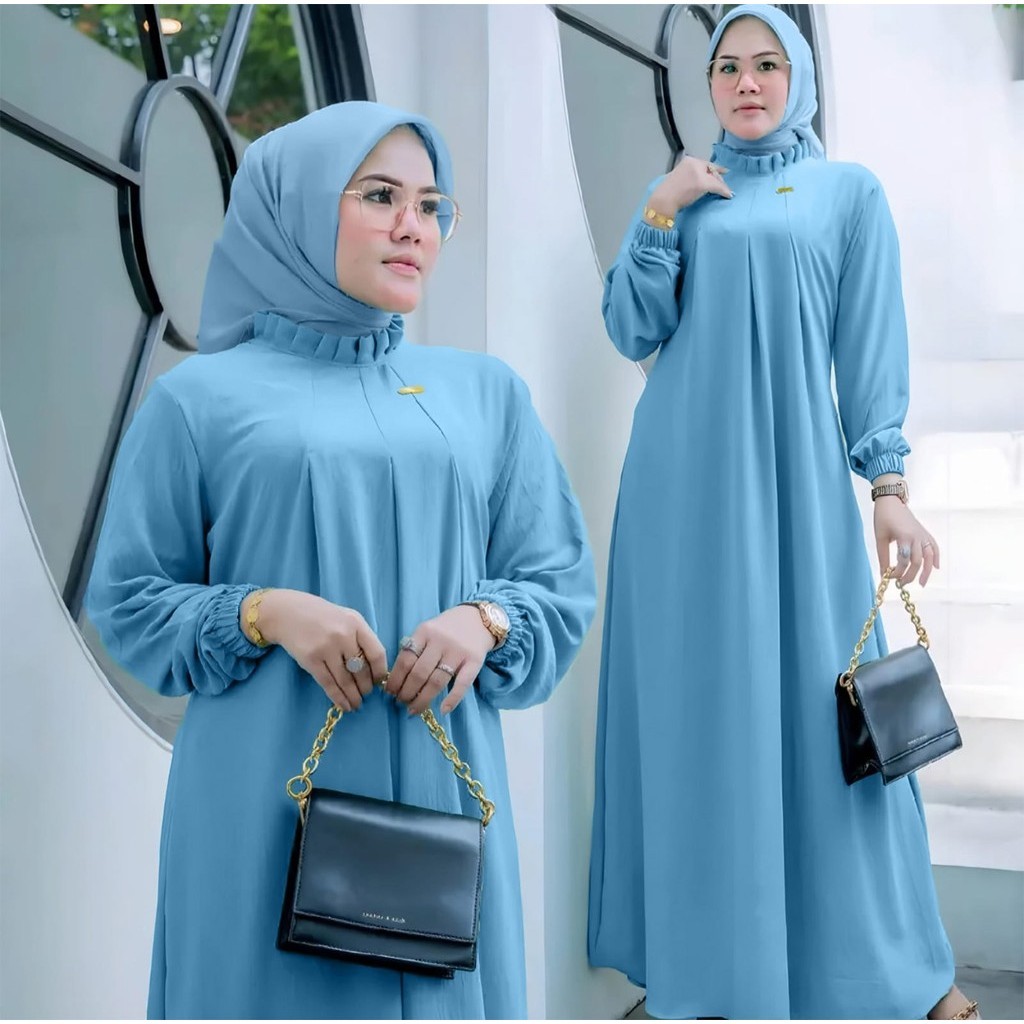 Gamis Crinkle Premium / Gamis Wanita Polos Bahan Crinkle Adem Dan Nyaman