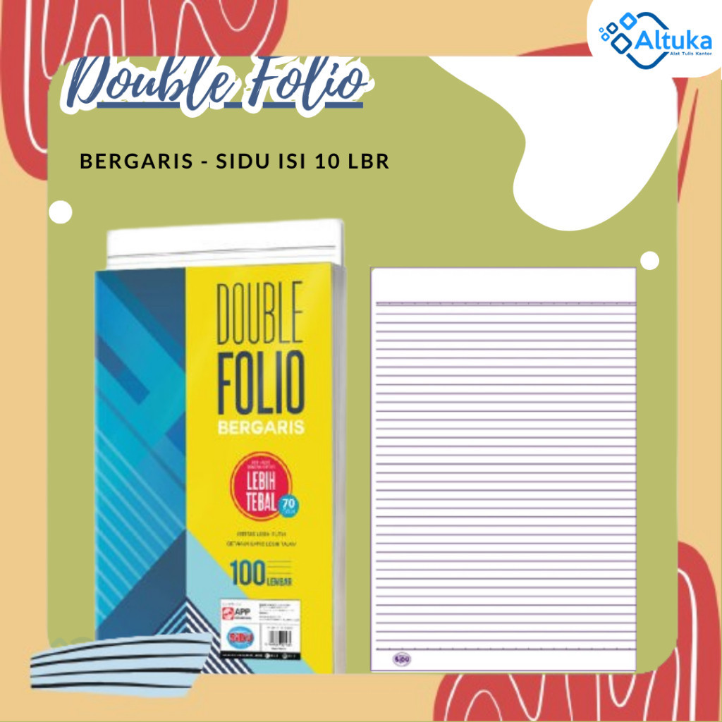 

(10 lembar) Double Folio Bergaris Merk Kiky