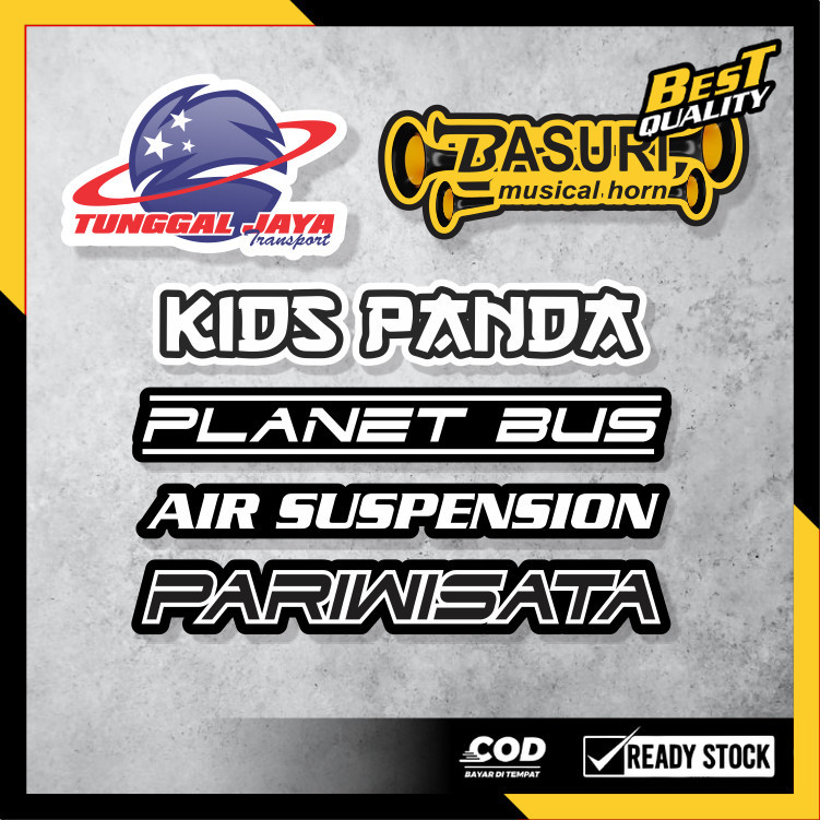 Stiker Bus 6PCS LOGO TUNGGAL JAYA TRANSPORT KIDS PANDA BASURI PLANET BUS- STIKER BUS STICKER BISMANI