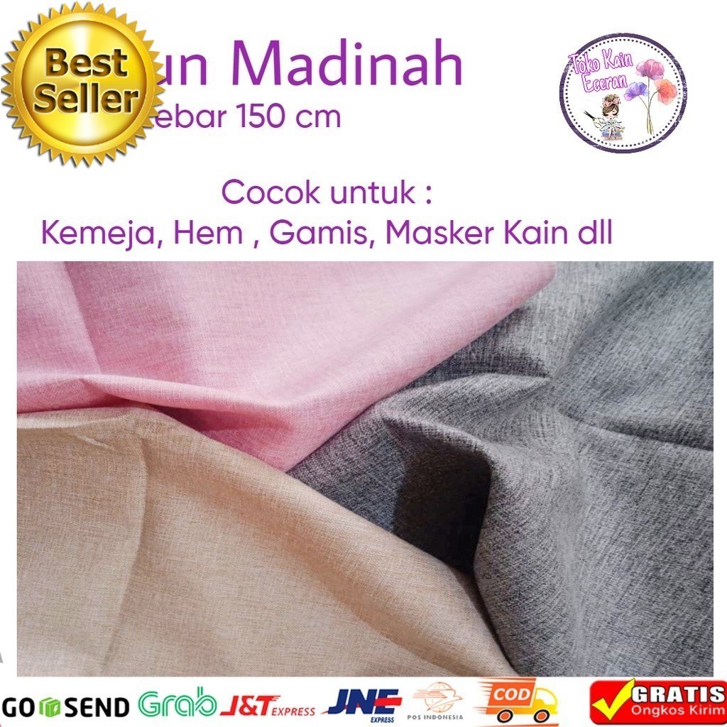 KAIN KATUN MADINAH KAIN KATUN MADINAH PREMIUM KAIN MADINAH KATUN POLOS BAHAN KEMEJA KATUN DRESS TUNI