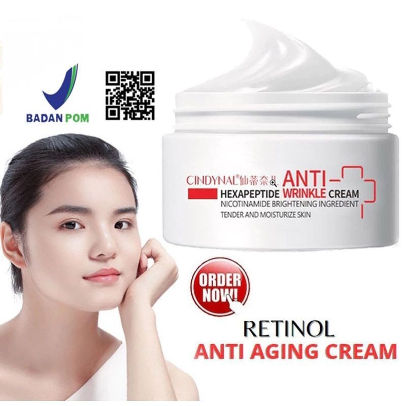 BPOM CINDYNAL Cream Flek Hitam CINDYNAL Cream HEXAPEPTIDE Retinol Penghilang Garis Wajah Anti Penuaa