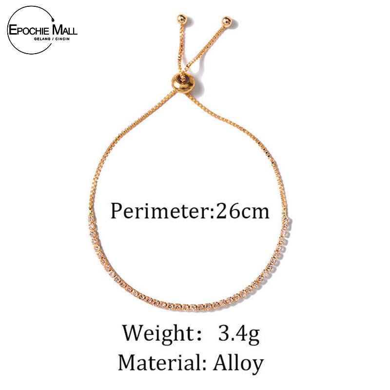 BEST SELLER COD Gelang Serut Titanium Lapis emas permata Rantai Fashion Korea Gelang Wanita