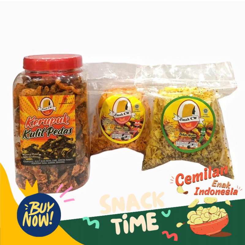 

Special Diskon 3 Pcs Nage 15, Keripik Singkong ( Kerupik Kulit Ikan Pedas, Pedas Bilis, Pedas Hijau )