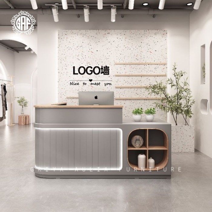 Meja resepsionis kayu jati terbaik meja besar terbaru