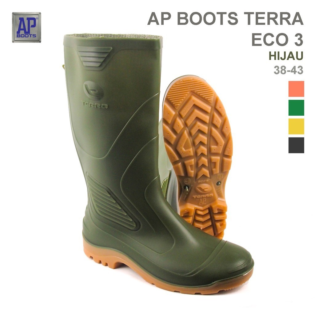Katzz - AP Boots TERRA ECO 3 Hijau - Sepatu Boot PVC Ekonomis Berkualitas. Sepatu Boot AP Tinggi ter