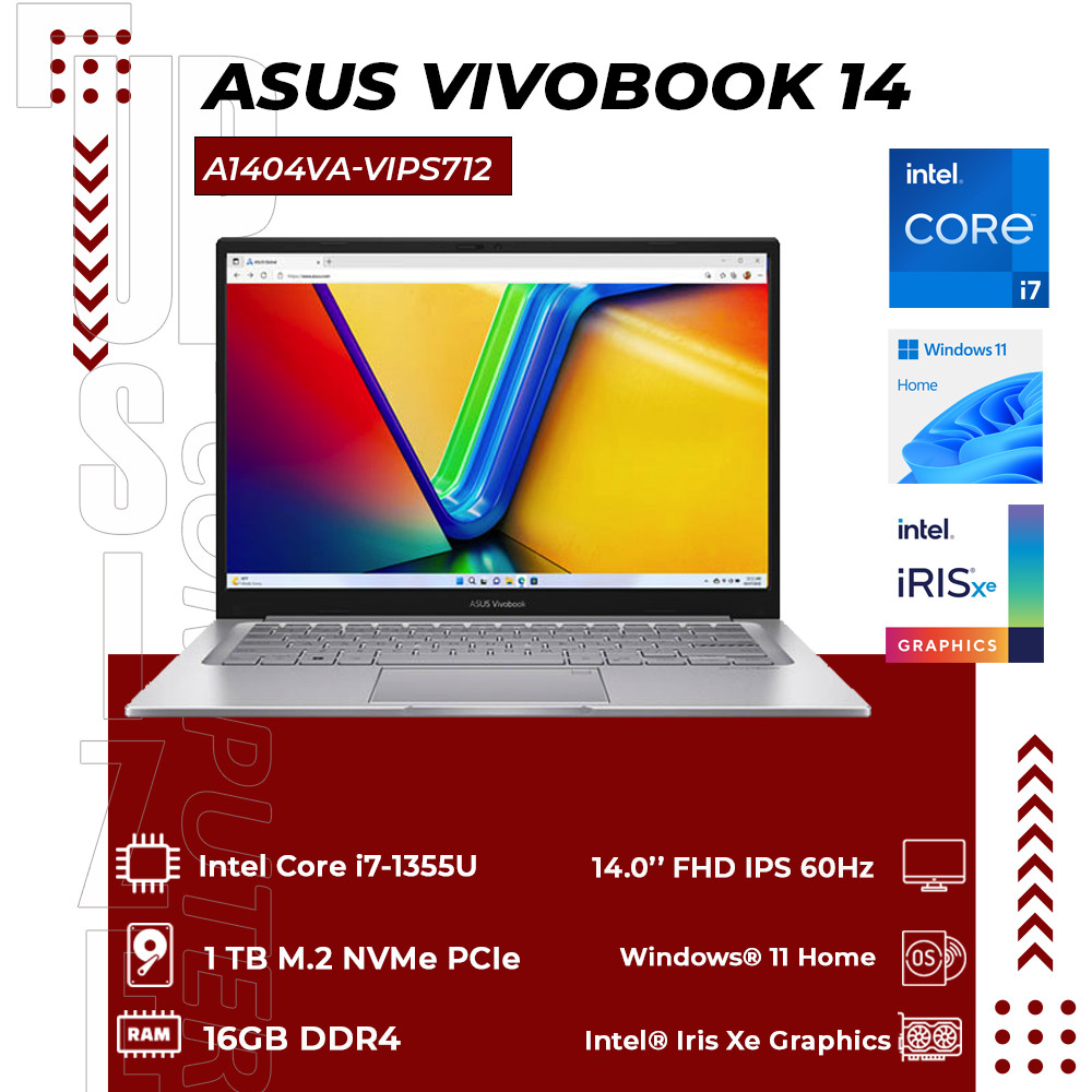 Asus Vivobook 14 A1404VA-VIPS712 Silver/Core i7-1355U/16GB/1TB SSD