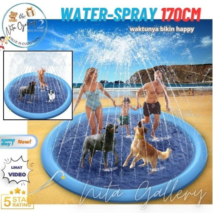 GALLERY -Mainan Anak Pad Kolam Air anak 170CM Outdoor Water Spray Anjing Kucing