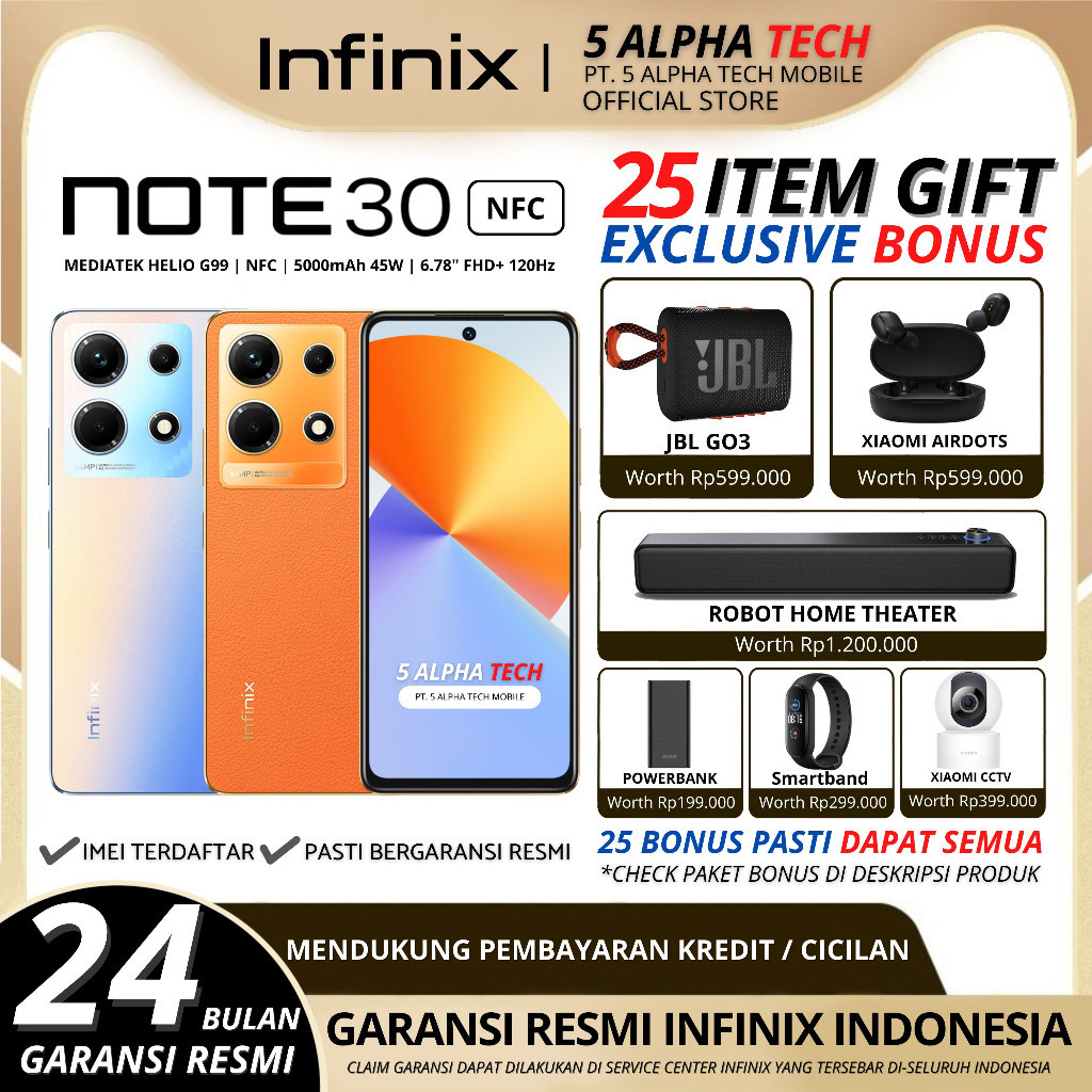 INFINIX NOTE 30 NFC 4G 8/256GB ( +8GB EXTENDED RAM ) GARANSI RESMI INFINIX