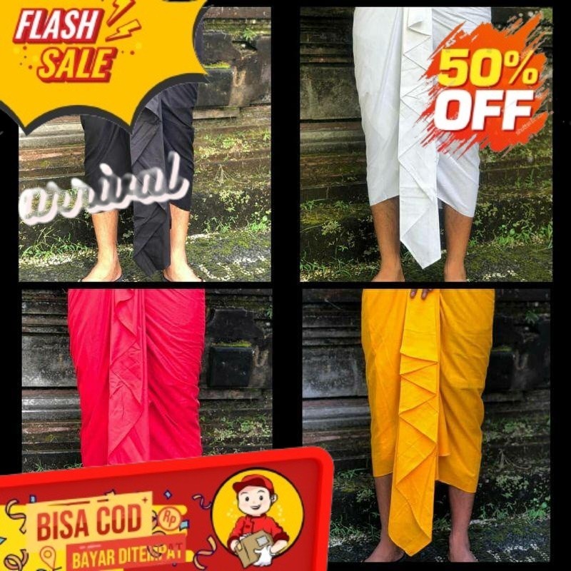 BEST SELLER KAMEN BALI PRIA SETENGAH JADI || HITAM & PUTIH POLOS || KAMEN BALI SETENGAH JADI TERBAIK