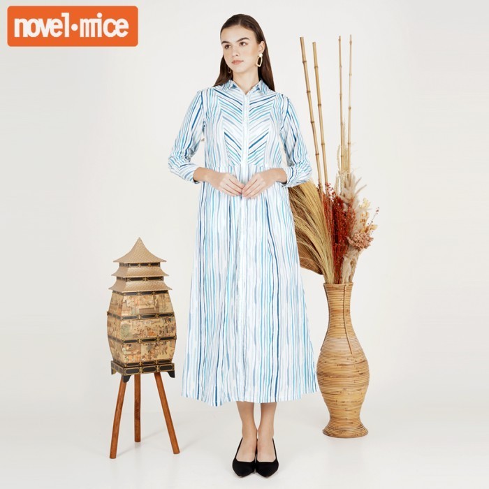 *wnur3383_store*- Terlaris Novel Mice - Gamis Salur Blue - XL