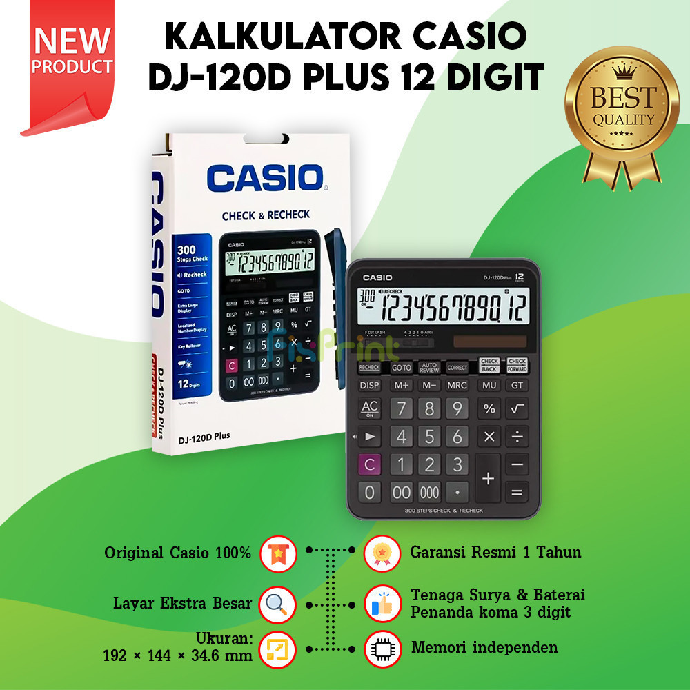 

Kalkulator Casio DJ-120D Desktop Calculator Plus 12 Digit New Original