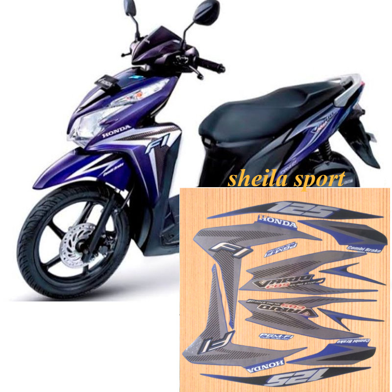 Striping sticker motor honda vario techno iss 125 fi old lama 2013 biru  Stiker Motor