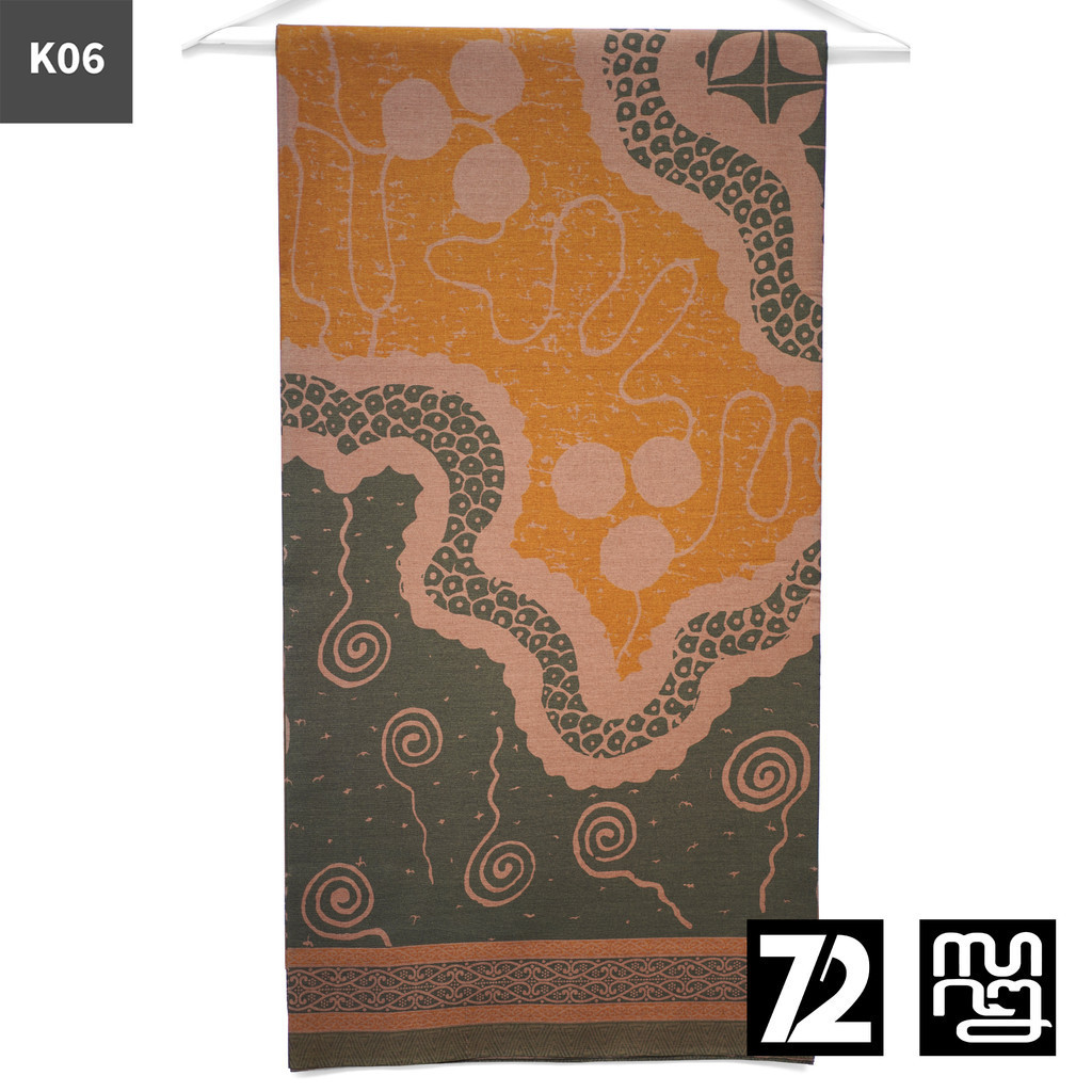 KAIN BATIK KATUN Premium  Motif Abstrak Naga Alam Warna Kuning Hijau Alam 724693 Cap 72 Jarik Jarit 