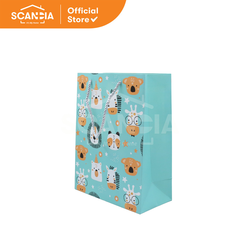 

SCANDIA Paper bag Baby Gift Bag 25x33x12 Cm Medium Green Giraffe (SC0464)