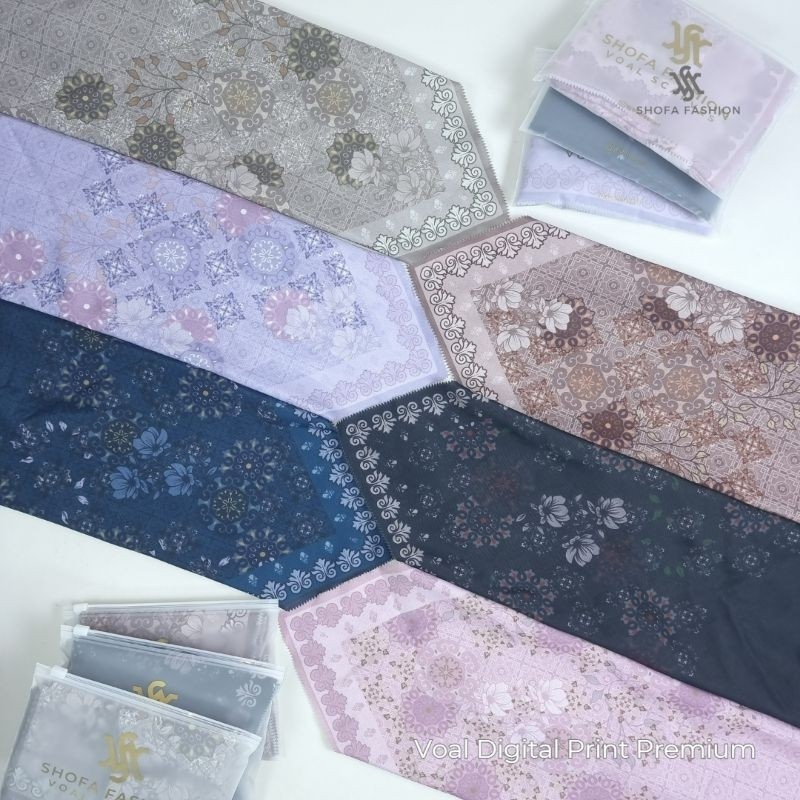 Shofa fashion - Hadiya series hijab segi empat voal motip digital printing oirin ziperlock