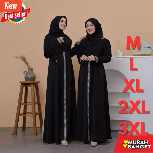 baju lebaran ala Timur Tengah- Abaya Hitam Polos Jetblack Turkey Modern Baju Gamis Hitam Polos Wanit
