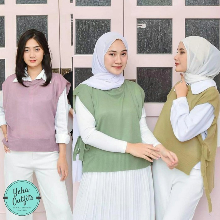 Illo Vest Wanita Rajut Korea Murah | Baju Rompi Outer Tanpa Lengan - Ungu Nila