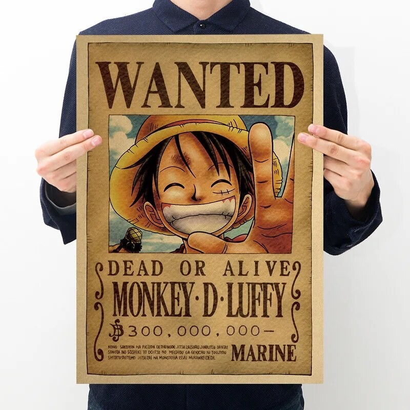 Anime One Piece Bounty Luffy Kraft Paper Poster Zoro Nami Nico Figures Decorative Painting Wanted Po