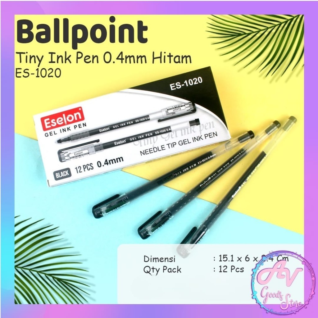 

Ballpoint Gel 0.4mm ES-1020 (12pcs) / 1Lusin Pulpen Gel Eselon 1020