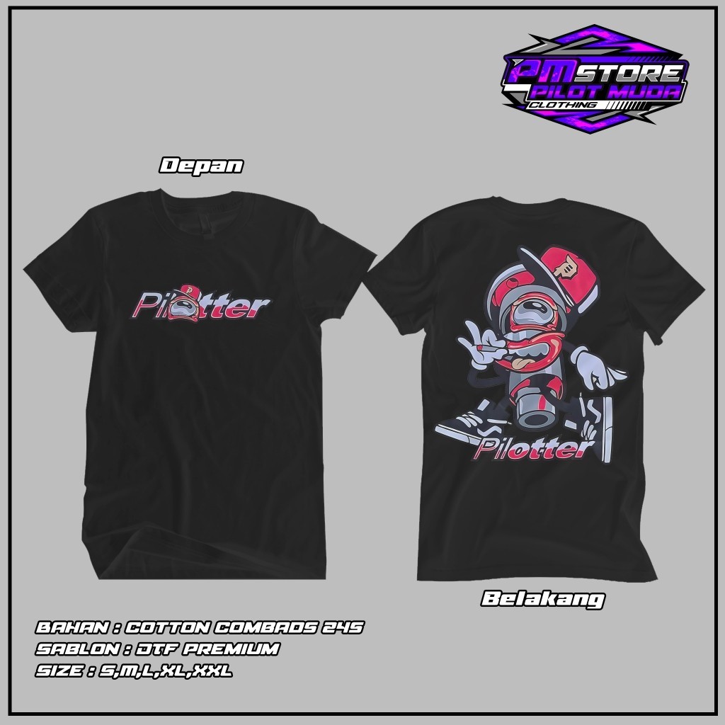 [Bisa COD] Kaos Pilotter Piston Original Merchandise | Kaos Katun 24s Asli | Baju Kaos Viral Pilotte