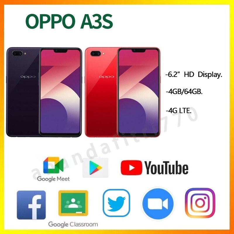 hp oppo a3s ram 6/128GB Layar HD 6,2 inci Dual SIM Android smartphone murah garansi Toko