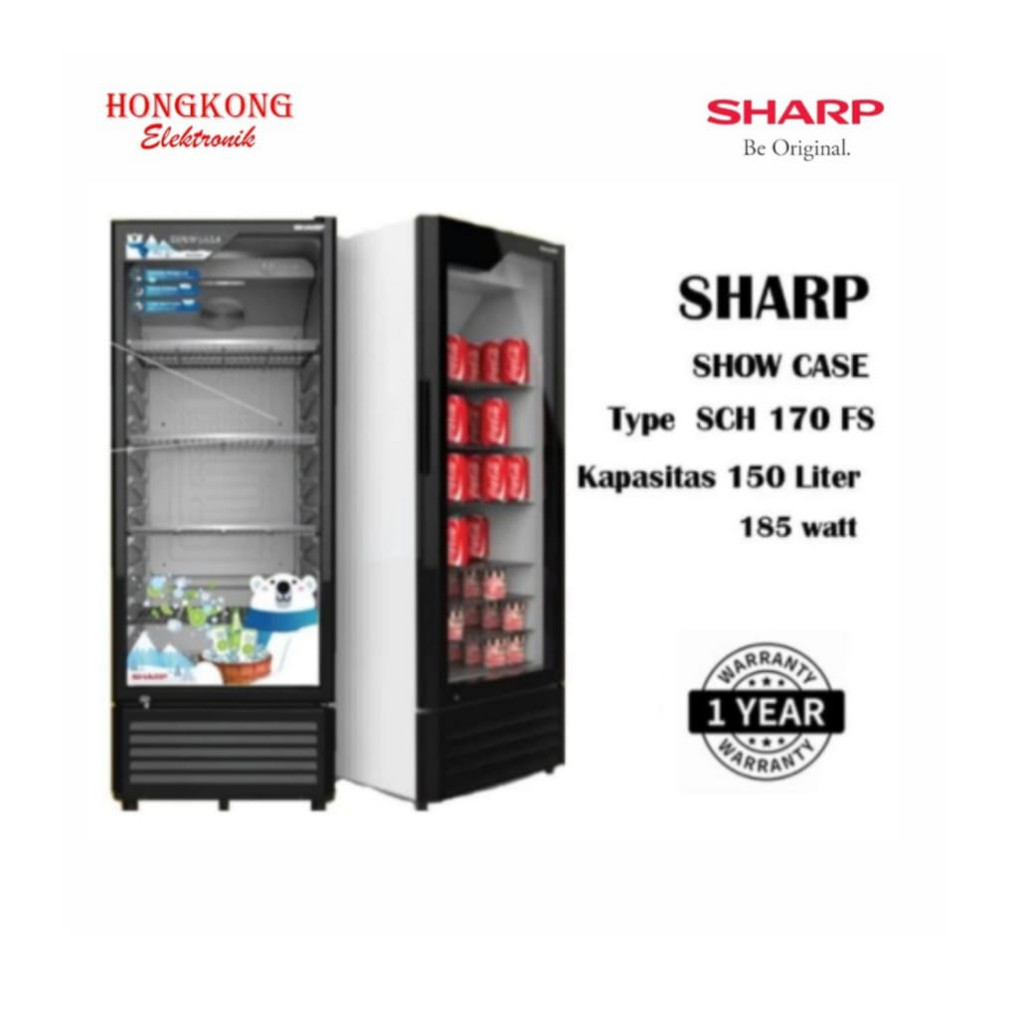 Showcase Sharp SCH-170FS | Kulkas display kaca minuman SCH170