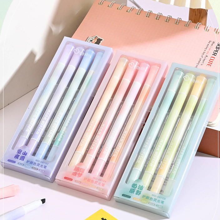 

[GROSIR ATK] STABILO HIGHLIGHTER DAN SPIDOL 2IN1 ISI 4 PCS WARNA MOTIF GRADASI TIE DYE AESTHETIC LG