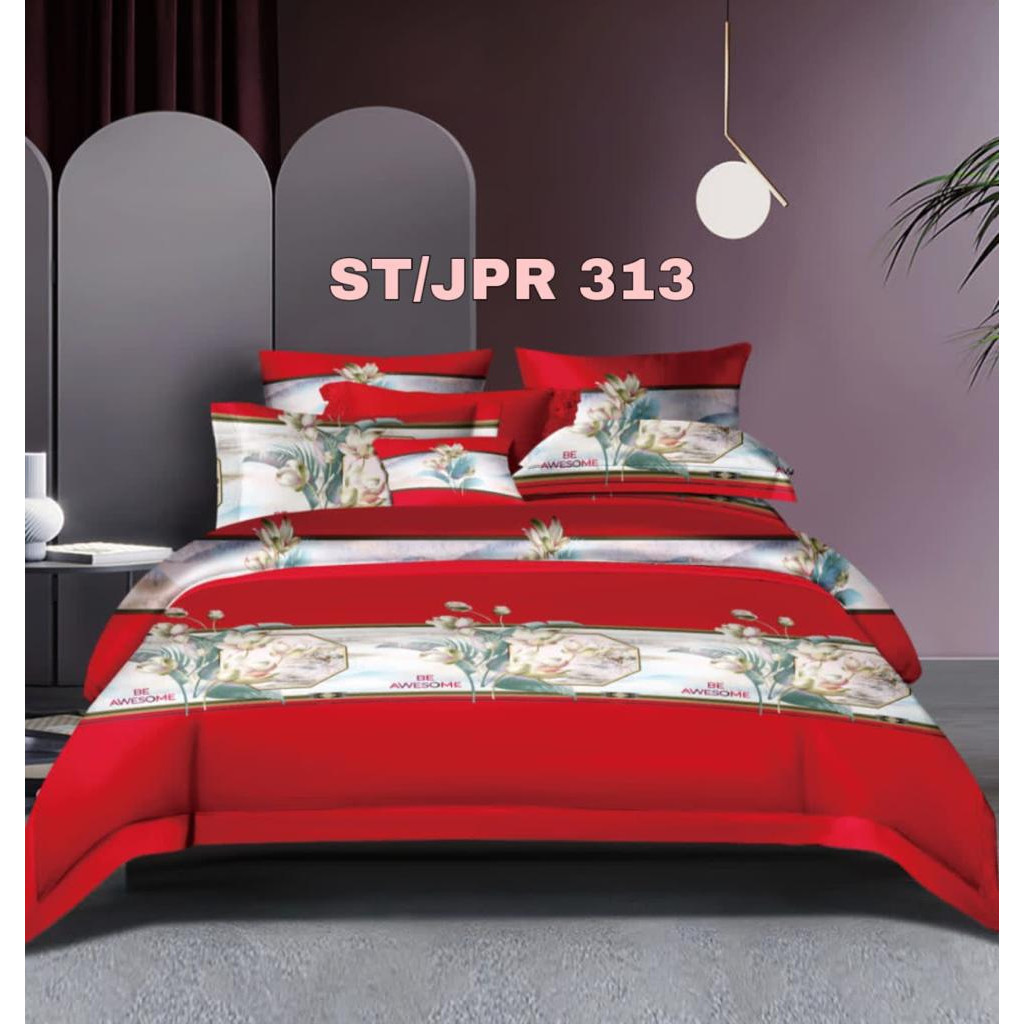 Sprei katun Korea Wedding sangjit merah JPR 313