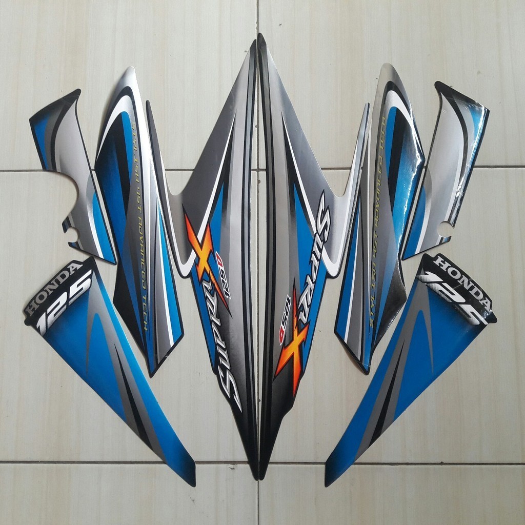 sticker striping motor supra x 125d 2010 biru