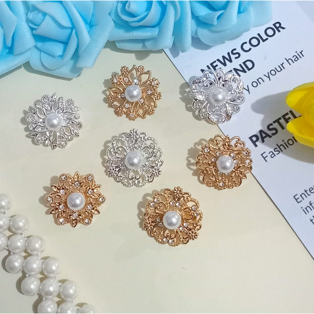 Bross Jilbab Motif Bunga - Bross Hijab Kerudung Premium