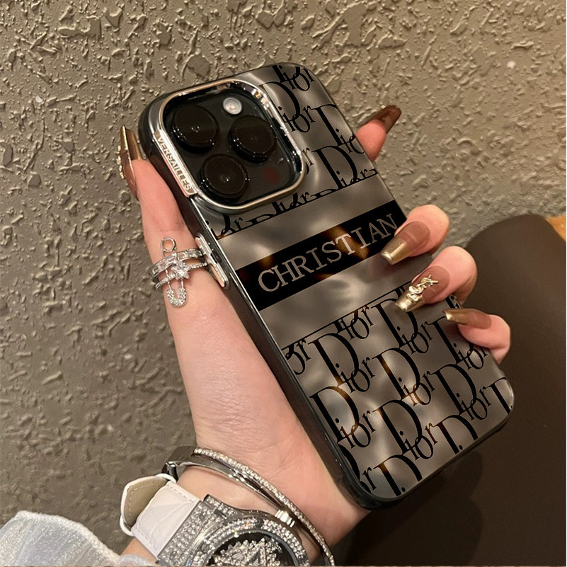 Hot Barang mewah dari dior word Casing ponsel lipit berlapis listrik berkualitas tinggi cocok untuk 