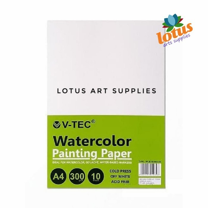 

V-TEC Watercolor Paper A4 300gsm 10sheets Painting Paper Kertas Gambar