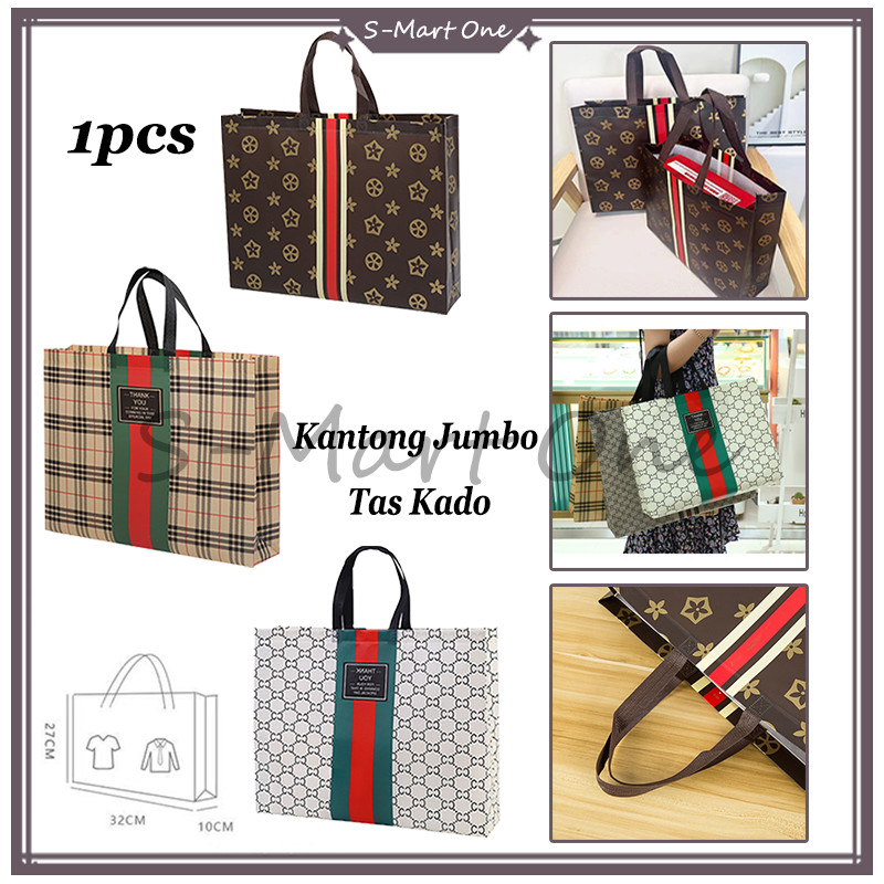 

Tas Belanja/ Kantong Jumbo Tas Kado Gift/Tas Spunbond Laminasi Motif Bunga Luxury/Paper Bag Kain Kantong Hampers Goodie Bag/tas belanja bahan spunbond lv