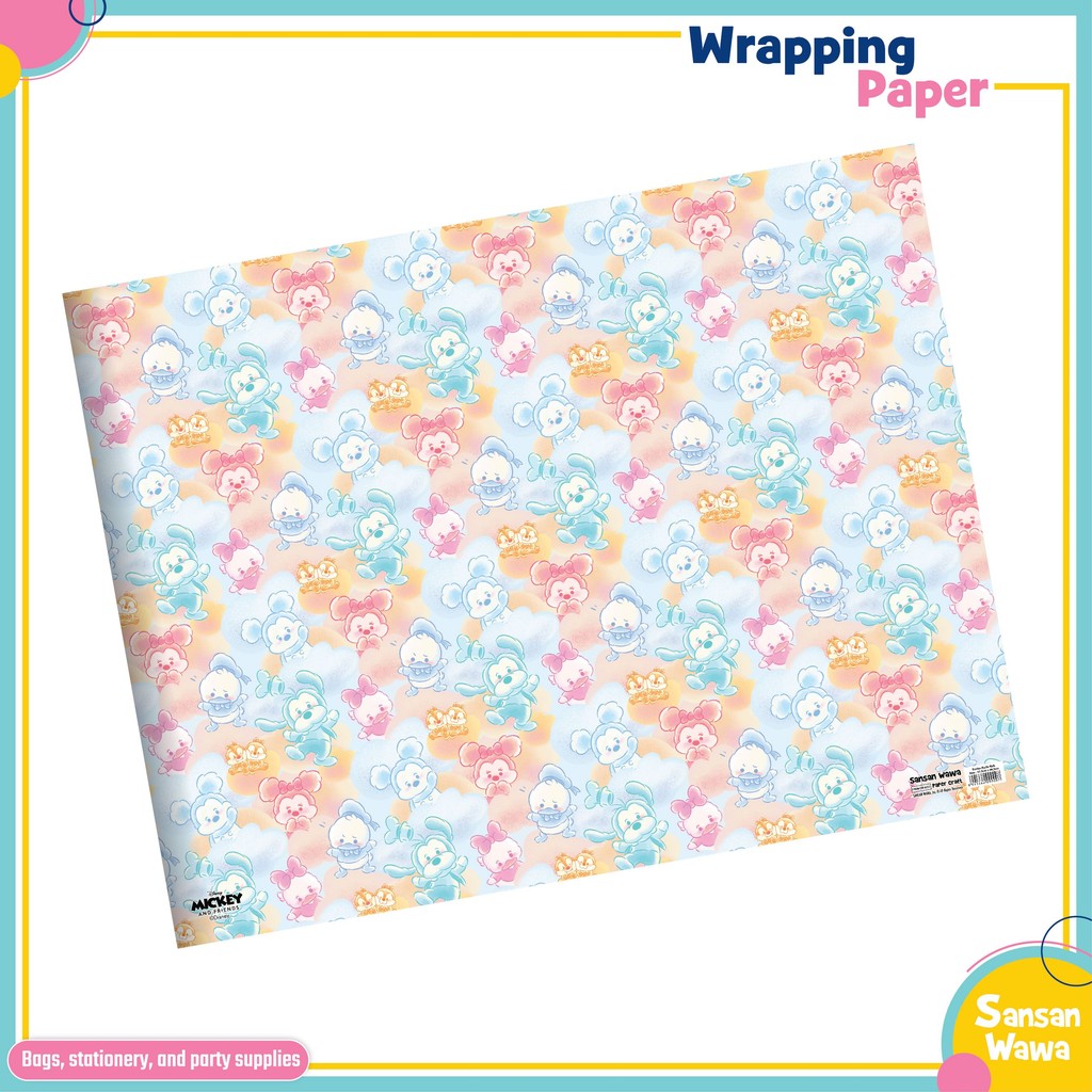 

Kertas Kado Kecil Sansan Wawa- Motif Karakter Mickey, Minnie isi 5 lembar / Motif