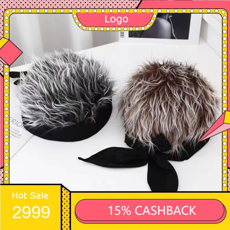 dfadfa Hip hop imitasi wig topi musim gugur dan musim dingin wig topi tuan tanah lucu topi rambut pe