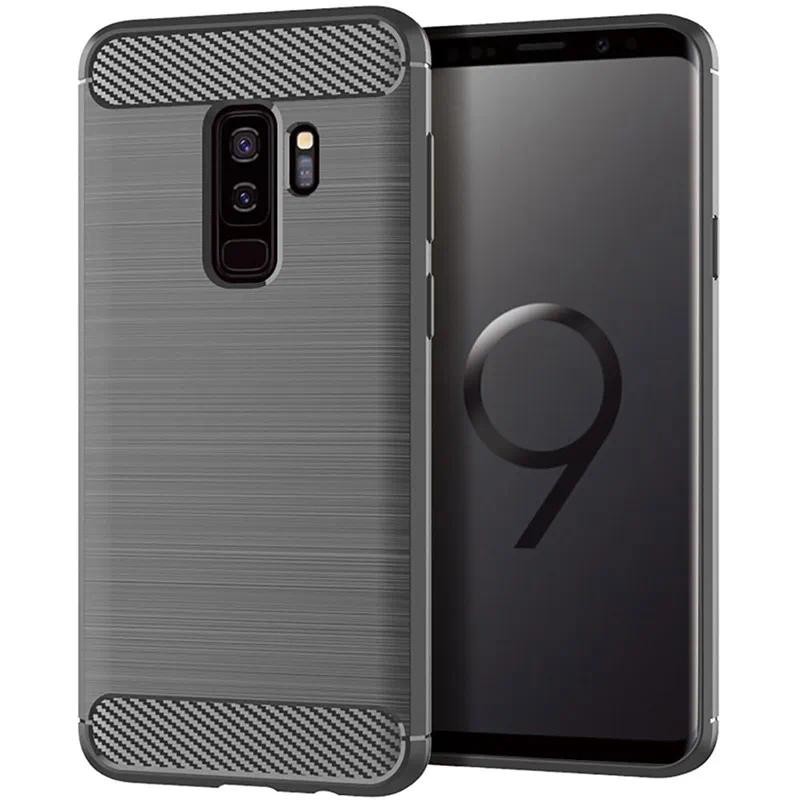 Casing HP Samsung S9 plus Galaxy S9+ galaxy s9plus  Phone Casing TPU Tekstur Serat Karbon Silikon Le