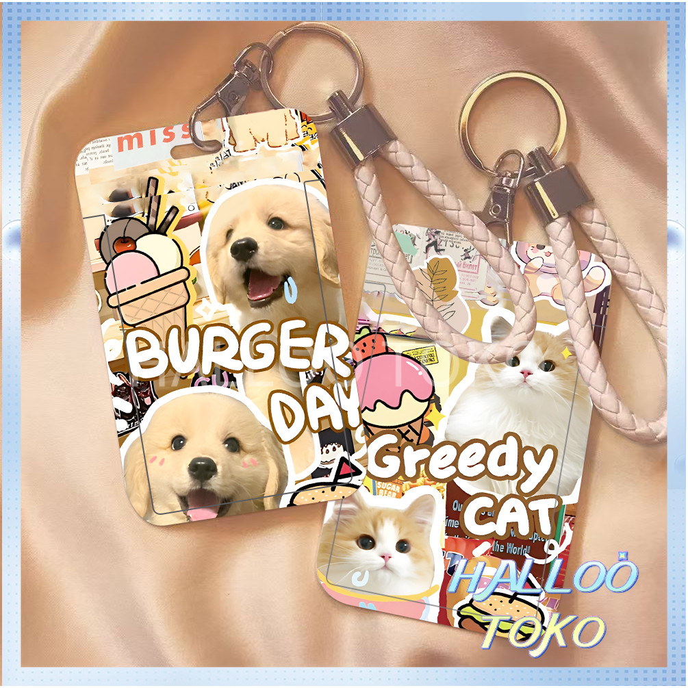 

ID CARD HOLDER MOTIF KAWAII TEMPAT KARTU PHOTOCARD PHOTO CARD Pelindung + Tali,Kucing dan anjing pasangan Tom pasangan
