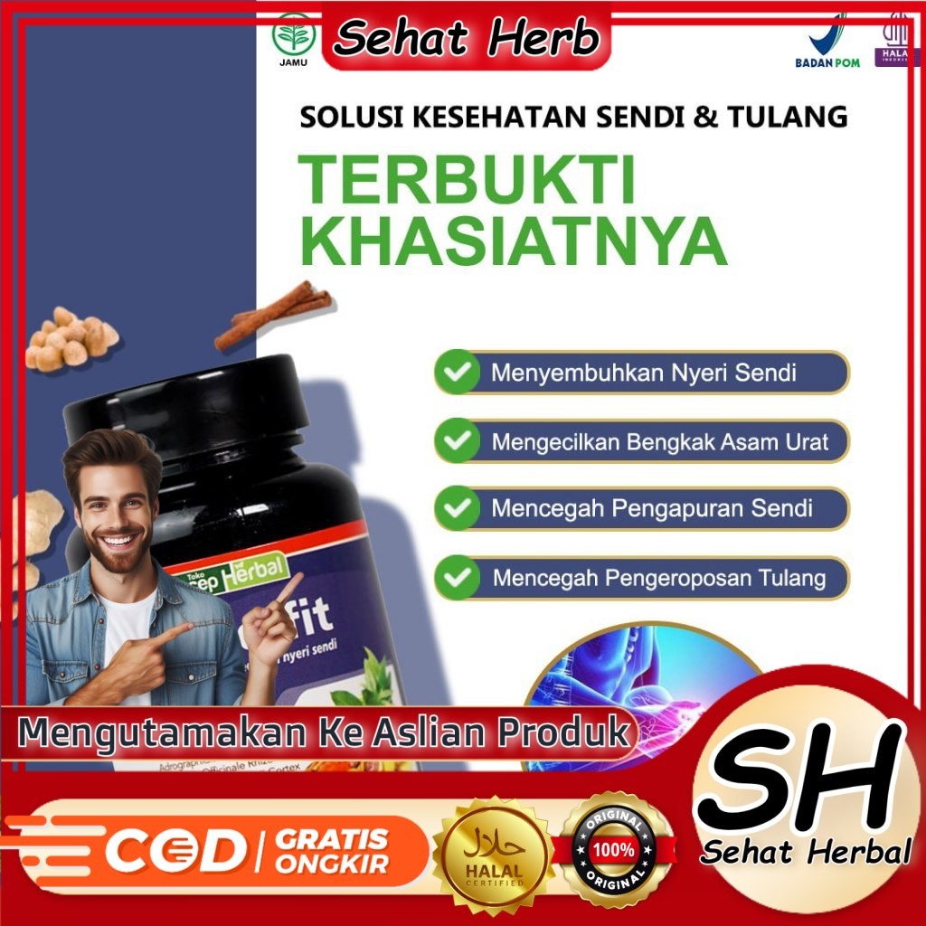 Herbal Sendifit / Sendi Fit Kapsul Obat Asam Urat dan Rematik - Pengapuran Tulang - Tulang Keropos -