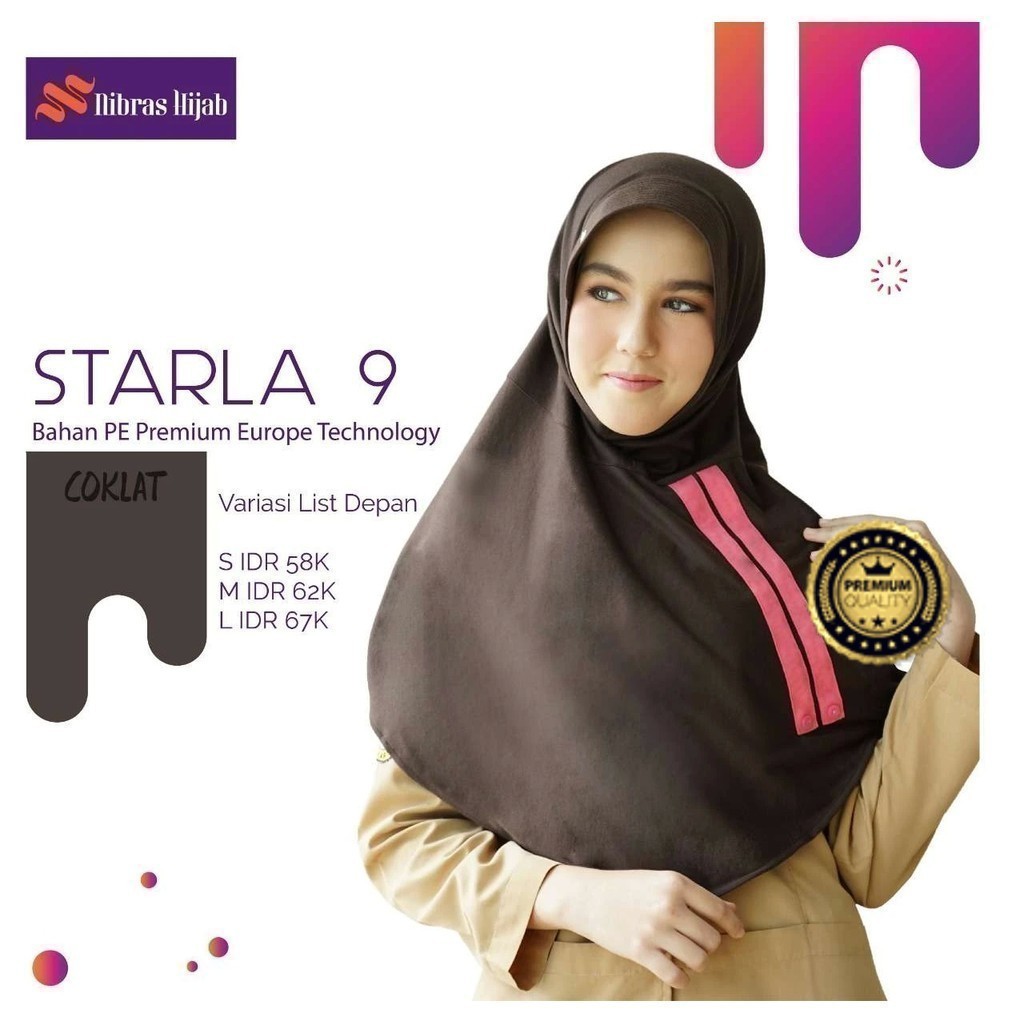 NIBRAS HIJAB - STARLA Pad 9 Hijab Instan Langsung Dipakai Bahan PE Adem  - Hijab Instan Premium - Hi