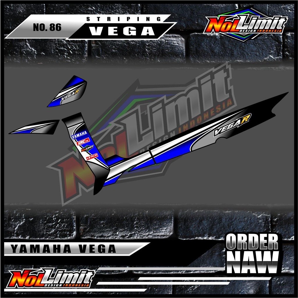 Striping Vega R LAMA - Sticker Striping Variasi List Motor Vega R LAMA Motif Racing  Terbaru