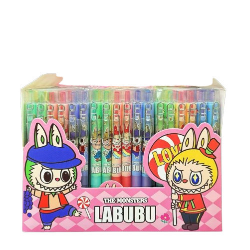 

J2 - 6pcs Pulpen gel cetek besi labubu lucu bolpen set box 6pcs