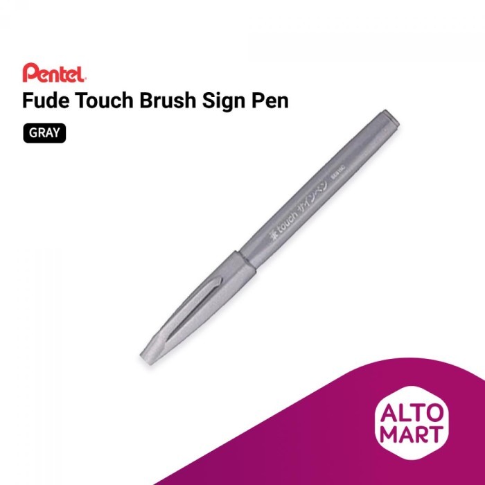 

[BIG SALE] Pentel Fude Touch Brush Sign Pen Spidol Kaligrafi warna marker - Gray
